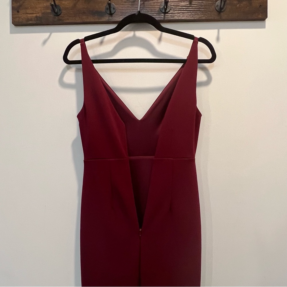 Lulus Melora Wine Red V Neck Mermaid Maxi Dress XS - Picture 15 of 16
